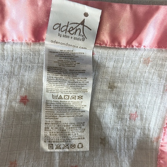 Aden + Anais -NWOT White and Pink muslin cotton bunny Lovey security blanket - Picture 5 of 5